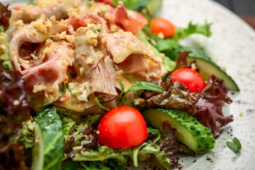 American Cobb Salad, salad with bacon and cabbage