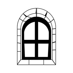halloween castle window isolated icon