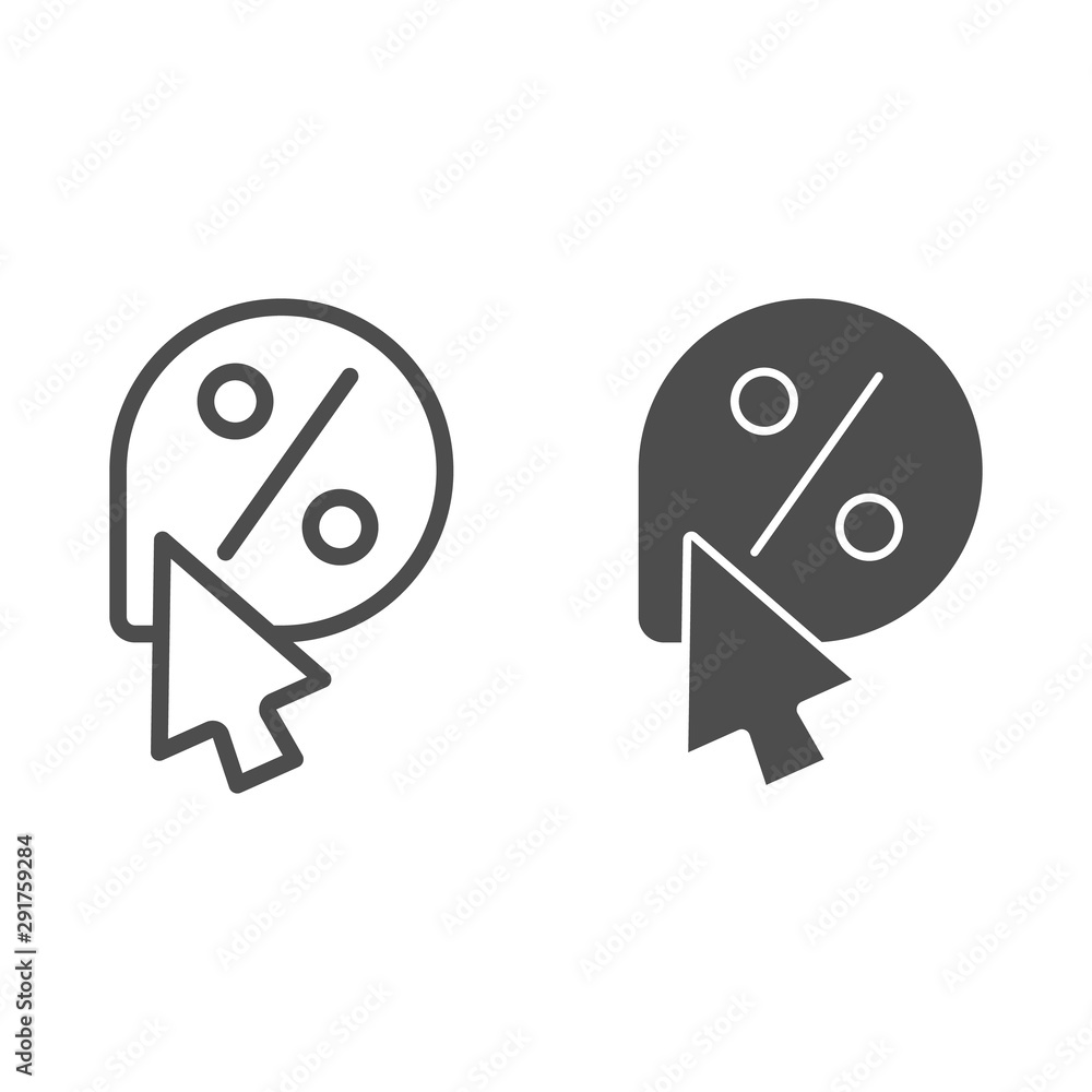 Poster pointer for sale line and glyph icon. discounts pointer vector illustration isolated on white. sale 