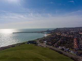 Aerial view of Folkestone Harbour from East