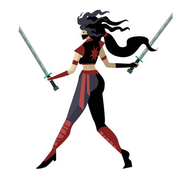 lady woman ninja armed with sword