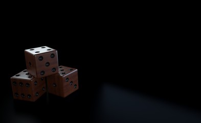 Modern Wooden Dices. Casino Gambling Concept - 3D Illustration