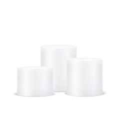 White winners podium. The podium for the top 3. Pedestal in studio isolated on white background. Vector illustration.