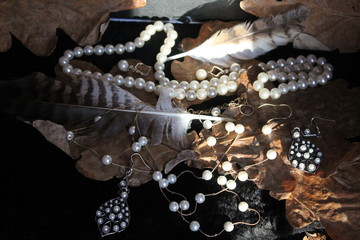 necklace on a black background