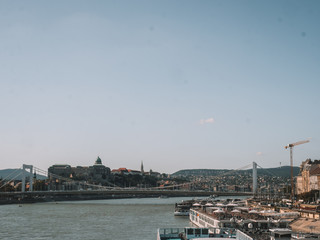 Fototapeta na wymiar A beautiful panoramic view over the Danube and the houses of Budapest.