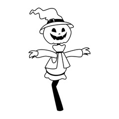 scarecrow pumpkin with witch hat