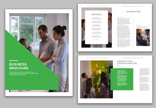 Business Brochure Layout with Green Accents