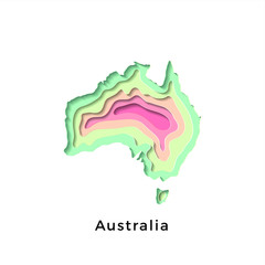 Australia map paper cut white background - vector 