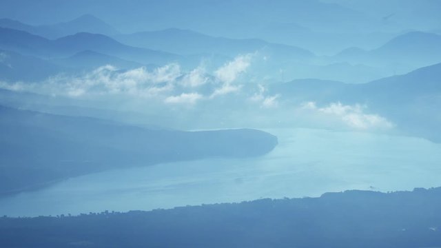 View of Lake Yamanaka, from the 5th station of Mt. Fuji / Yamanashi pref Fuji Subaru Line.