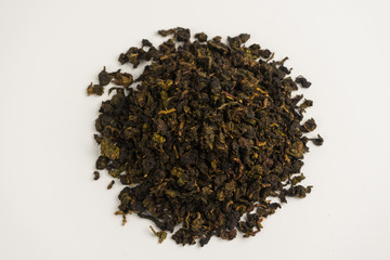 4 varieties of tea oolong on a white background