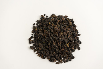 4 varieties of tea oolong on a white background