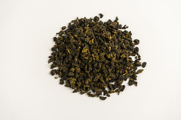 4 varieties of tea oolong on a white background