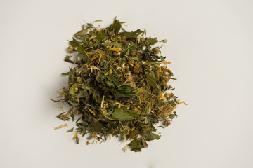 Set of herbal teas on a white background