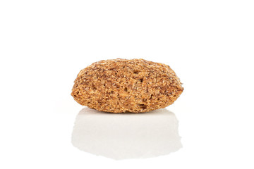 One whole crispy brown cereal pillow isolated on white background