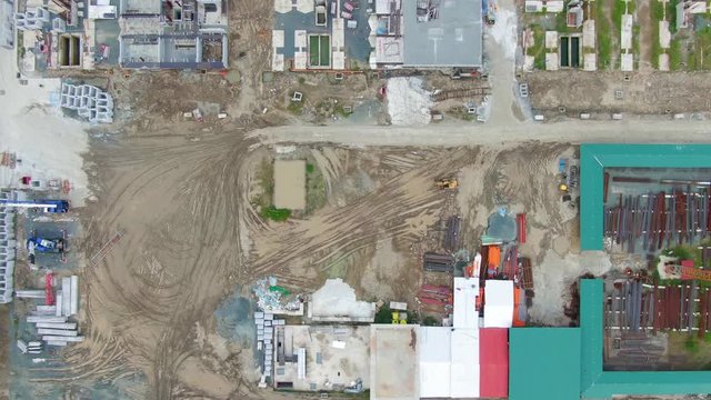 Top down view of a developing housing in a construction site