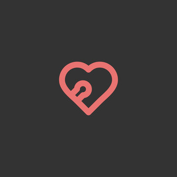 Heart lock logo design. Love security concept icon vector 