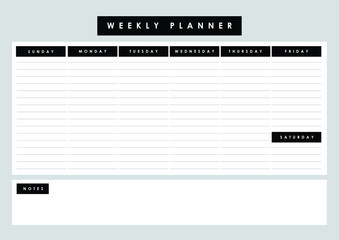 Printable weekly planner with sunday start to do vector