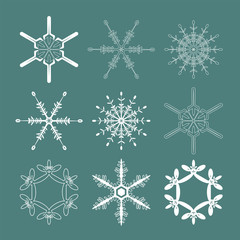 Set of lacy snowflakes. Vector Illustration for New Year, Christmas design.