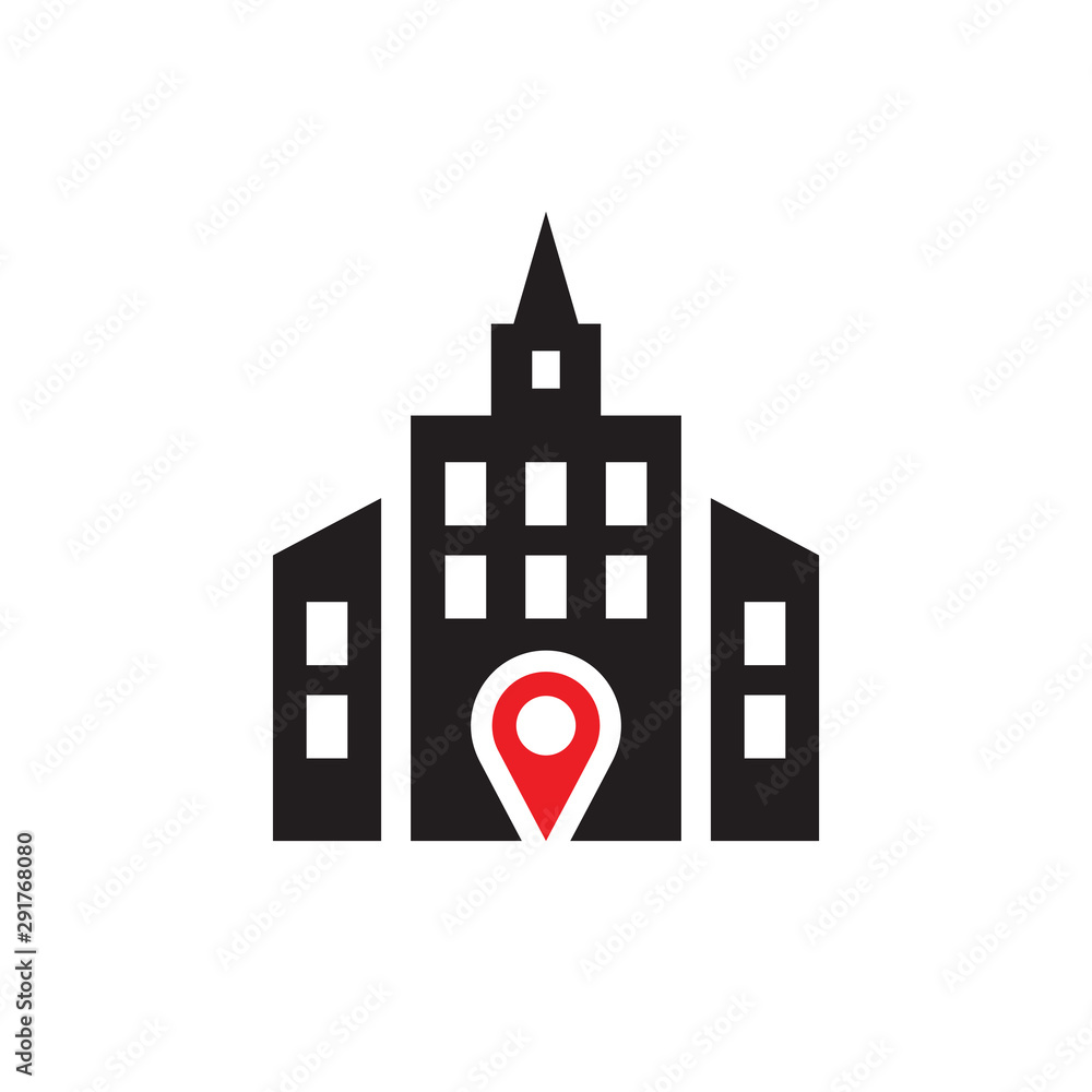 Poster building location concept icon design. architecture build sign. vector illustration.