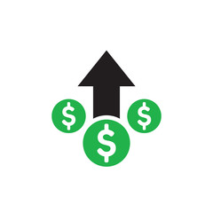Money dollar up arrow, growth finance graphic - concept icon design. Success sign. Vector illustration. 