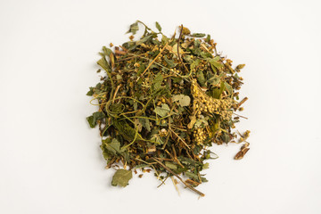 Set of herbal teas on a white background