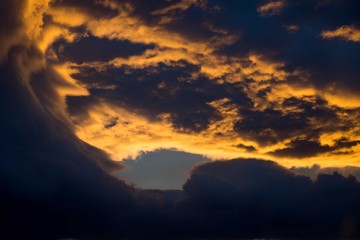  Fire clouds at sunset, sun