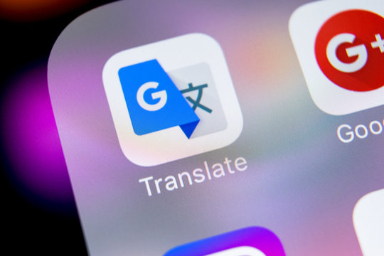 Sankt-Petersburg, Russia, March 7, 2018: Google Translate application icon  on Apple iPhone X screen close-up. Google Translate icon. Google Translate  application. Social media network Photos | Adobe Stock