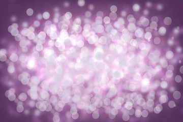 Abstract gradient violet purple background texture with blurred white bokeh circles and lights. Space for design. Beautiful backdrop.