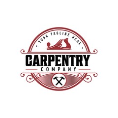 vintage logo for wood working.Carpentry logo design vector template