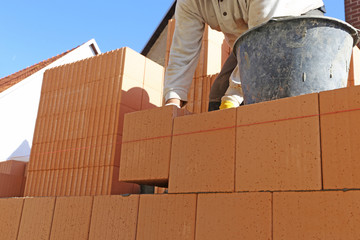 Bricklayer at work