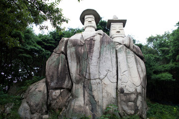 Yongmili Standing Stone Buddha Pair in Paju-si, South Korea.