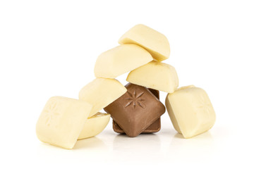 Lot of whole arranged fresh chocolate piece isolated on white background