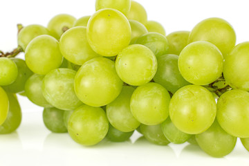 Fototapeta na wymiar Lot of whole fresh green grape isolated on white background