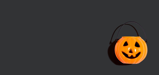 Halloween orange pumpkin - overhead view flat lay