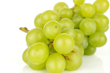 Fototapeta na wymiar Lot of whole fresh green grape closeup isolated on white background
