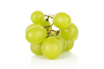 Lot of whole light fresh green grape isolated on white background