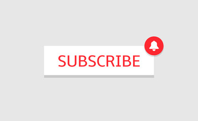 Subscribe banner template. Red Subscribe button with bell icon