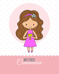 Communion Card. Little girl with chalice in her hand