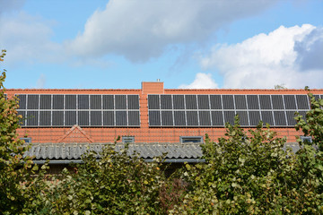 Obraz premium Solar energy panels on roof of house