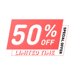 Special offer and limited time sale vector design. 50% off banners. Modern discount poster template
