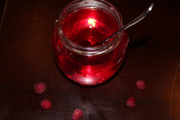 Preparation of raspberry jelly. Raspberry compote. Vitamin drink