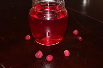 Preparation of raspberry jelly. Raspberry compote. Vitamin drink