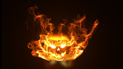Halloween Pumpkin head on fire. Illustration condept design.