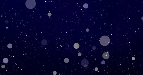 Obraz na płótnie Canvas Golden confetti and bokeh lights on the blue Merry Christmas background.