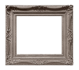 Silver frame for paintings, mirrors or photo isolated on white background