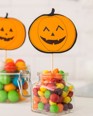 Colored tasty candies for Halloween horror party