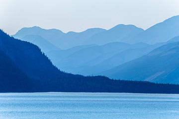 Layers of blue mountains and lake