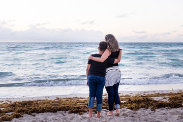 mother and son on the beach