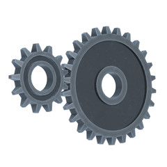 Gears. Mechanical technology machine engineering symbol. Industry development, engine work, business solution concept. 3d render illustration isolated on white background