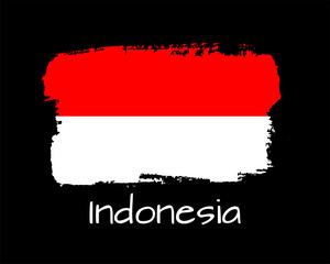 Hand draw Indonesia flag. Vector